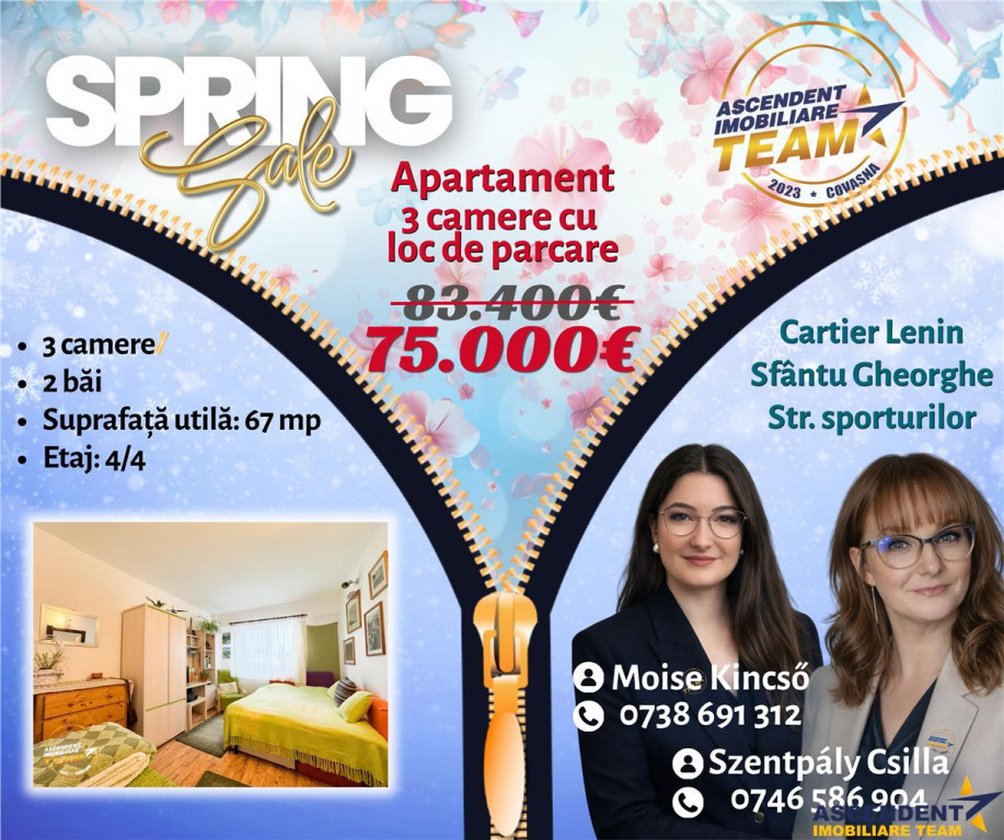 FILMTUR 3D!! Apartament cu 3 camere luminos, loc parcare, zo