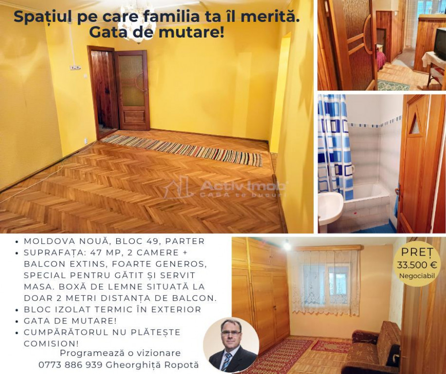 Apartament 2 camere in zona centrala Moldova Noua