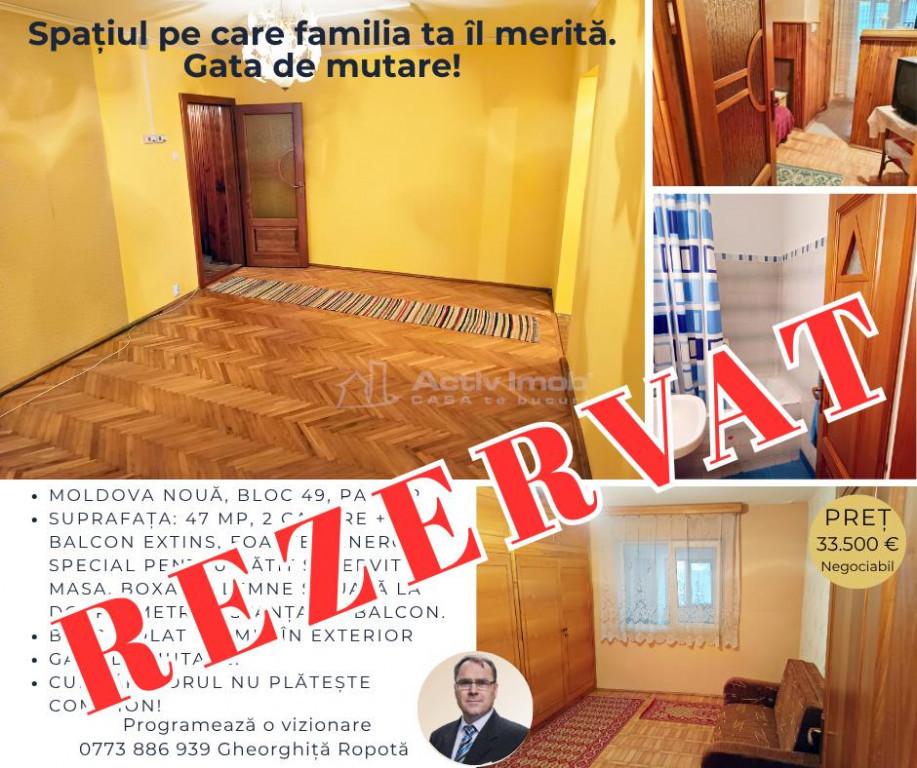 Apartament 2 camere in zona centrala Moldova Noua