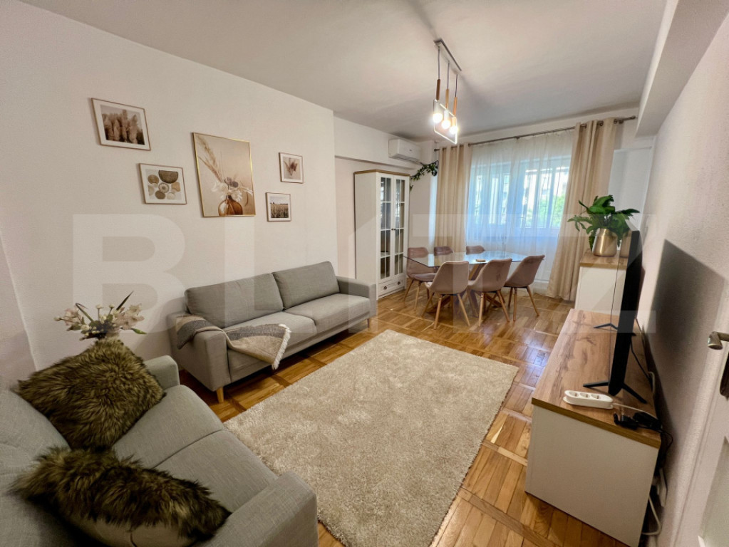 Apartament modern cu 3 camere, 85 mp, centrala si AC, zona C