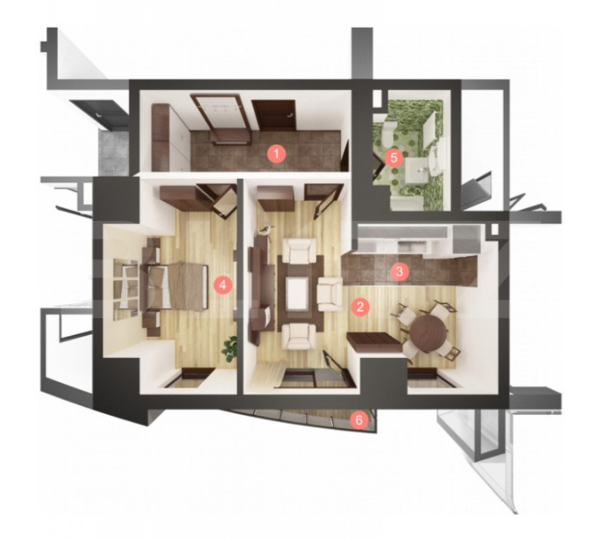 Apartament 2 camere, 52 mp, semifinisat, imobil nou - Manast