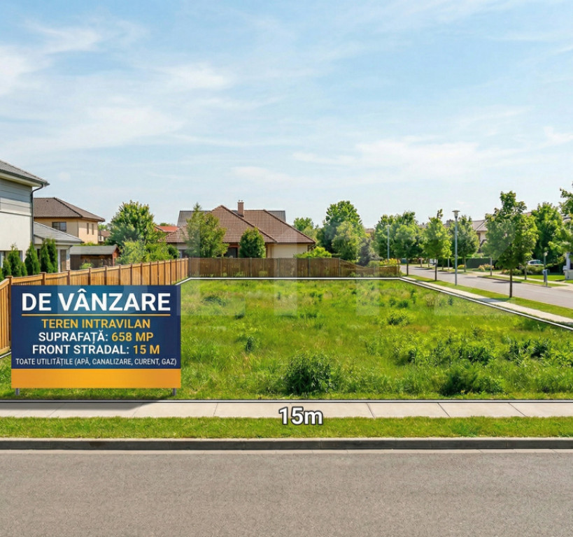 Teren intravilan 658 mp, Front 15m, Ideal Logistică/Depozit