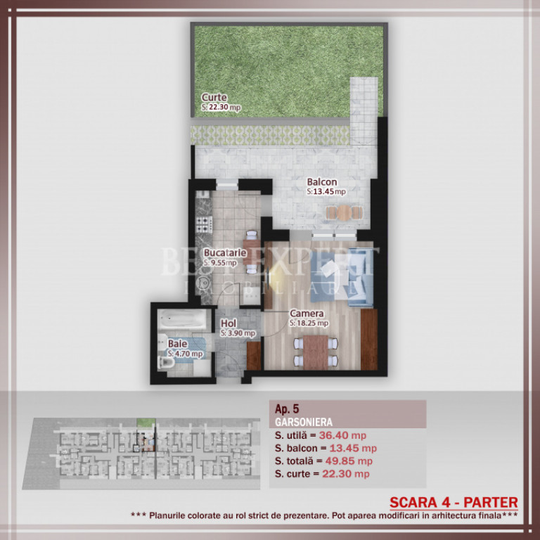 Garsoniera cu Gradina 500 mt STB/Zona Linistita