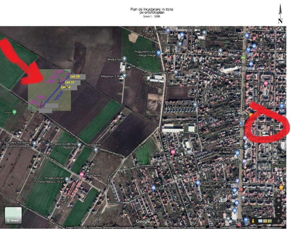 2 loturi teren Otopeni, Odai, str. Panait Istrati –600 mp si 515 mp
