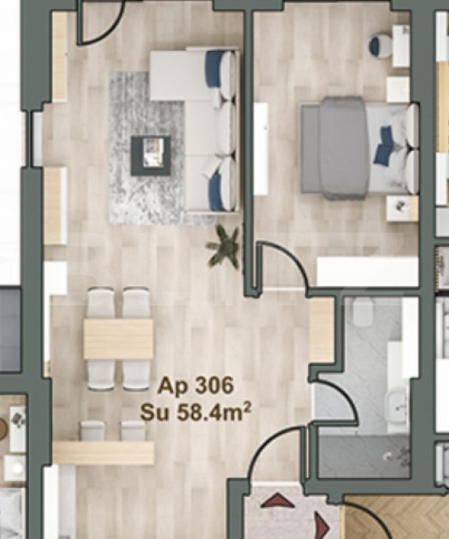 Apartament cu 2 camere, 58 mp, semifinisat, zona Iulius Mall