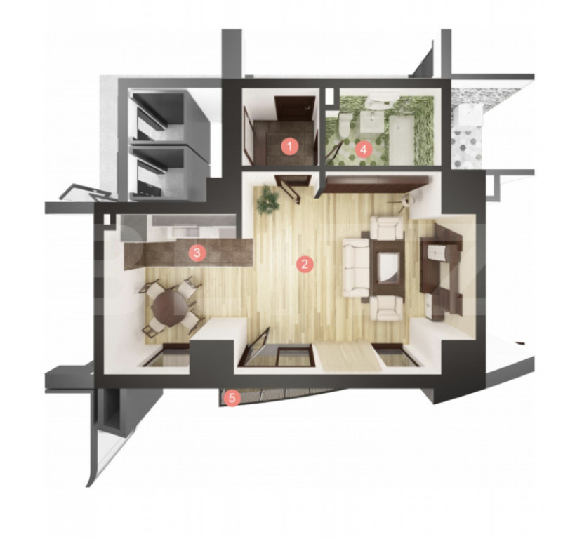 Apartament 1 camere, 48 mp, semifinisat, imobil nou - Manast