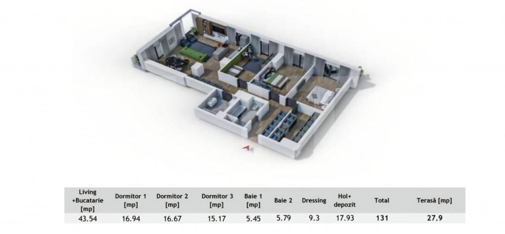 Penthouse urban cu terasă generoasă – 4 camere, spațiu