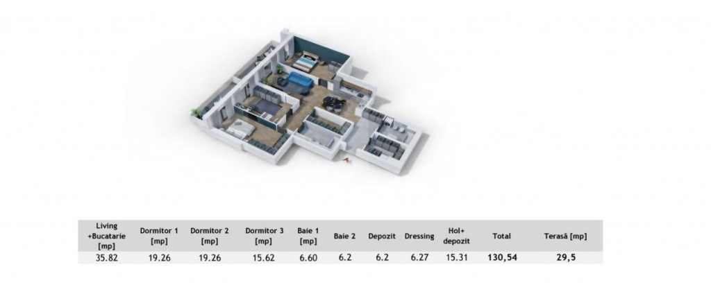 Apartament 4 camere, 130 mp + terasă 29 mp, zona Centrala
