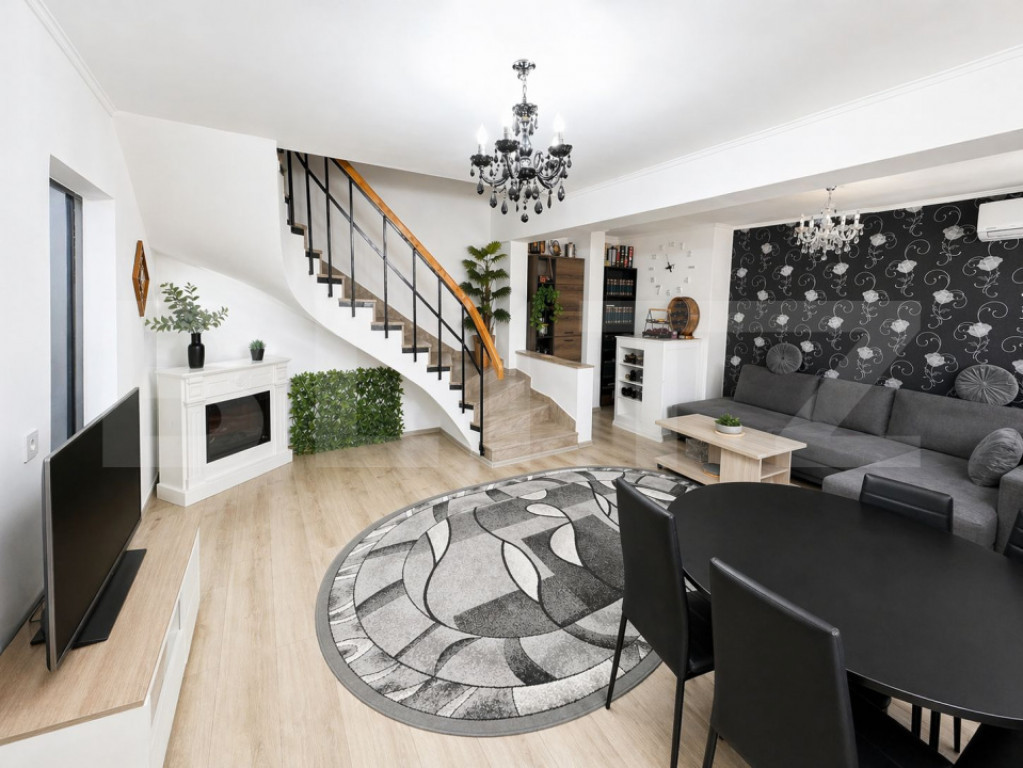 Apartament cu scara interioara, 100 mp, 5 camere, 2 bai, Cet