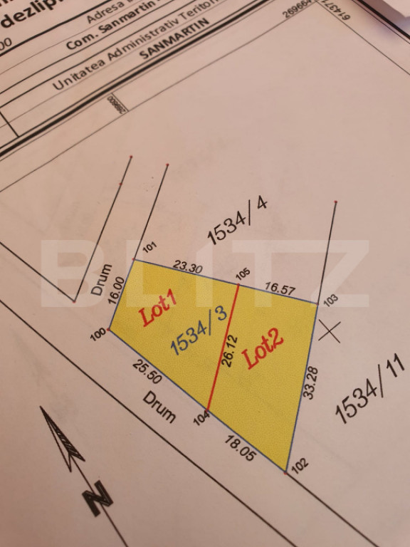 Vand teren Sanmartin, S=492 mp, langa padure