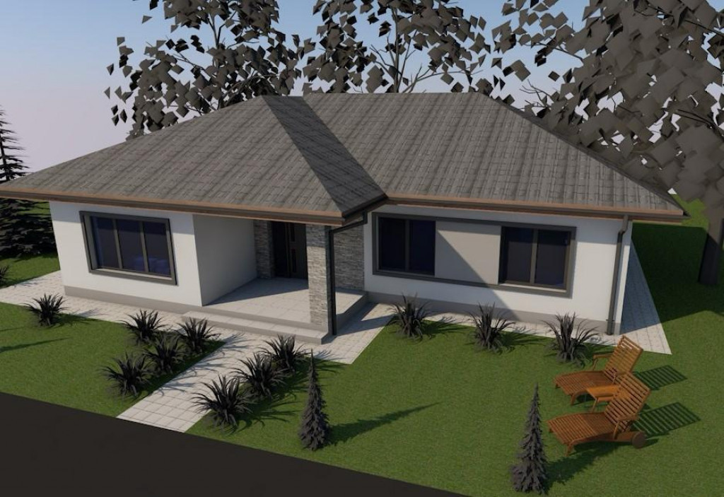 Casă modernă parter, zonă excelentă – 3 camere, teras?