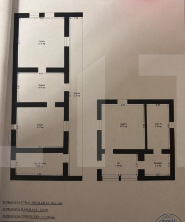Casă spațioasă, 177 mp construiți, teren 3400 mp, 5 came