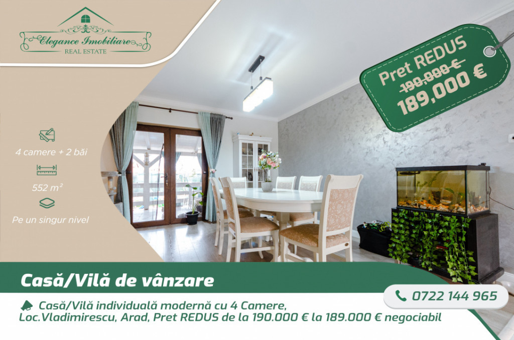 Casă/Vilă individuală modernă cu 4 Camere, Loc.Vladimire