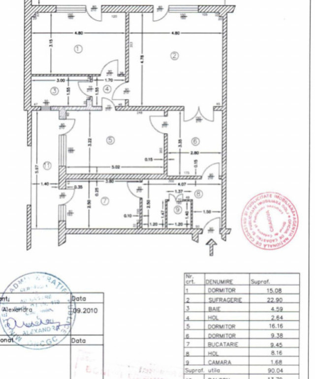 Apartament 3 camere, 90.04 mp, zona Centru