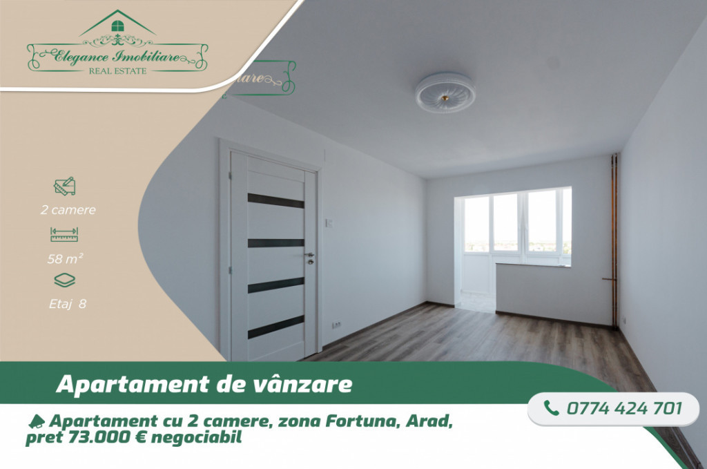 Apartament cu 2 camere,zona Fortuna, Arad