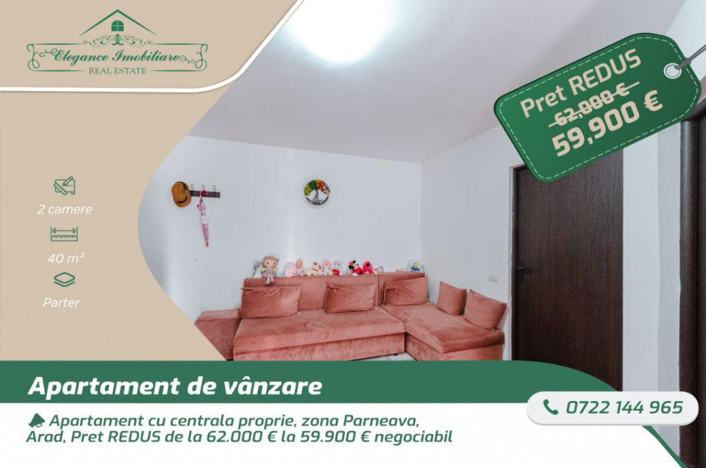 Apartament cu centrala proprie, zona Parneava, Arad