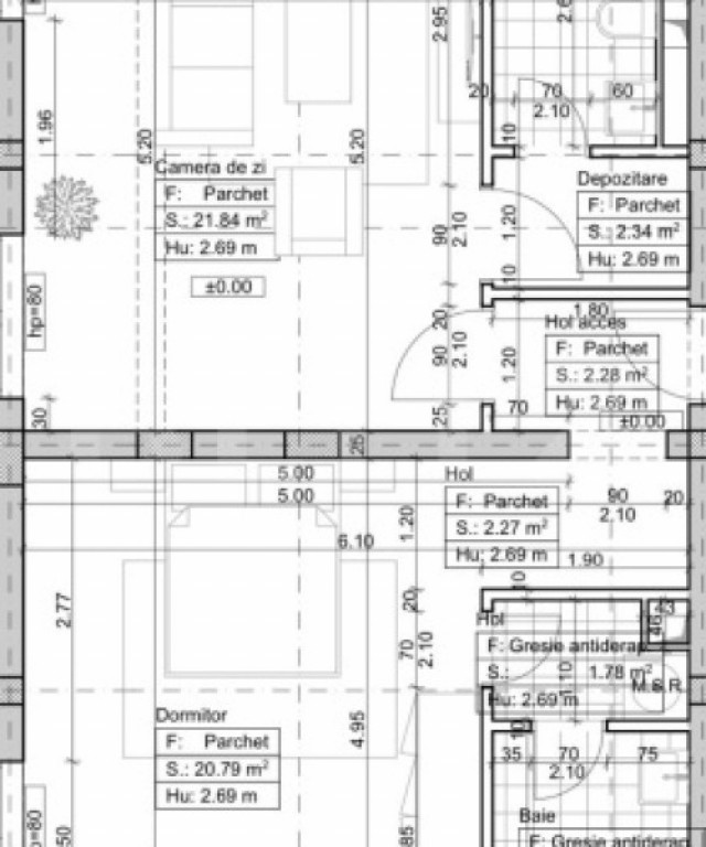 Apartament cu 2 camere, 45 mp utili, terasa 45 mp, zona Bray