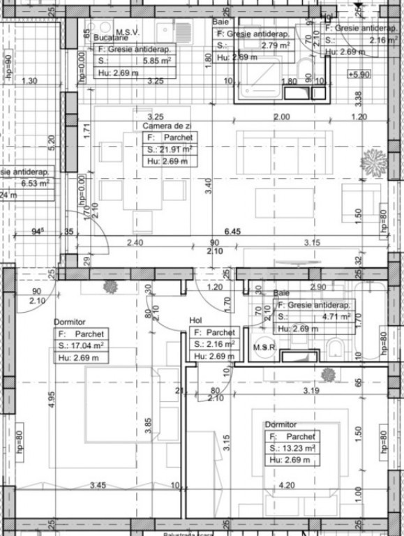 Apartament 3 camere, decomandat, 83,6 mp utili + balcon, zon
