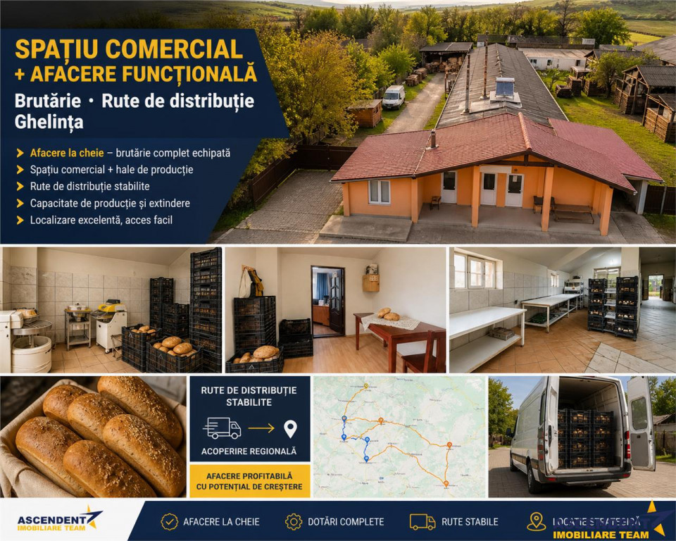 Spatiu comercial afacere functionala: brutarie,rute de distr