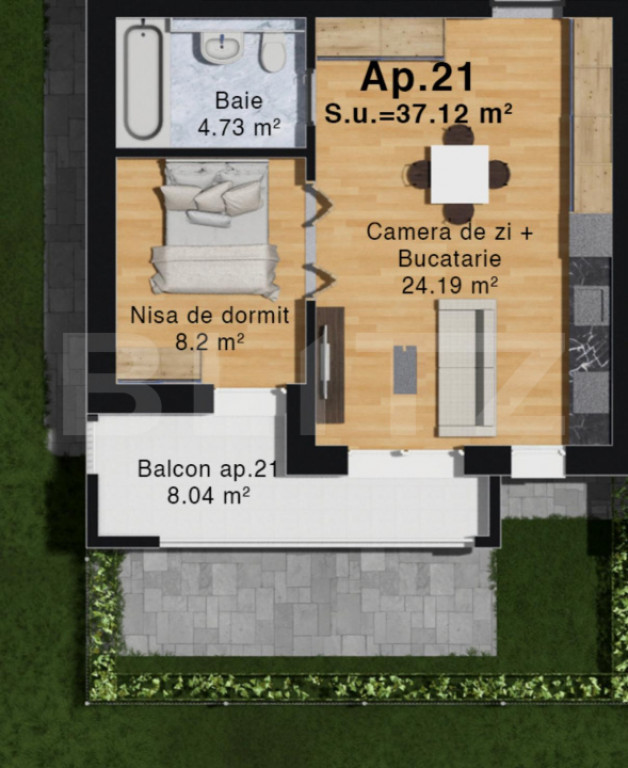 Apartament în complexul Green Residence Vest – loc de par