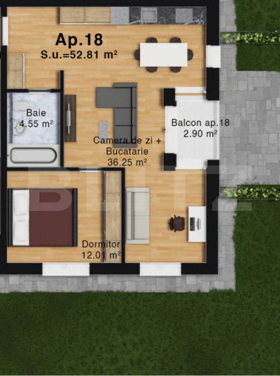 Apartament în complexul Green Residence Vest – loc de par