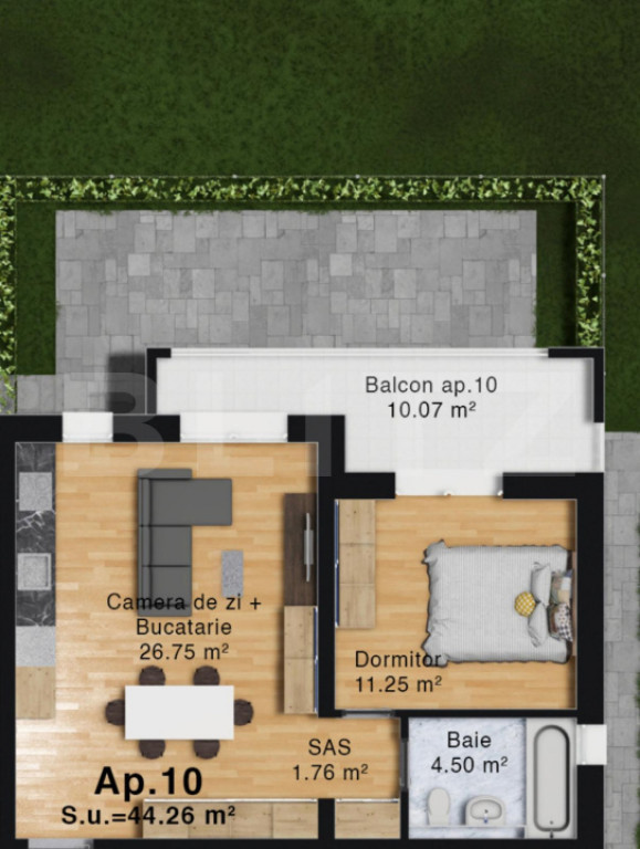 Apartament în complexul Green Residence Vest – loc de par