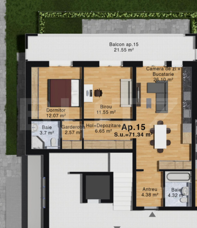 Apartament în complexul Green Residence Vest – loc de par