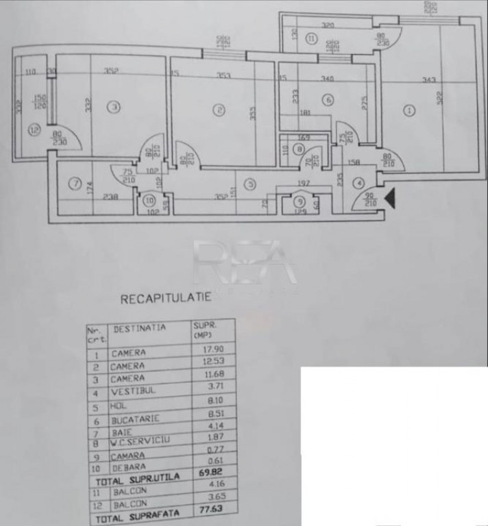 3 camere Dorobanți decomandat, inst. schimb., an 1983, 78 m