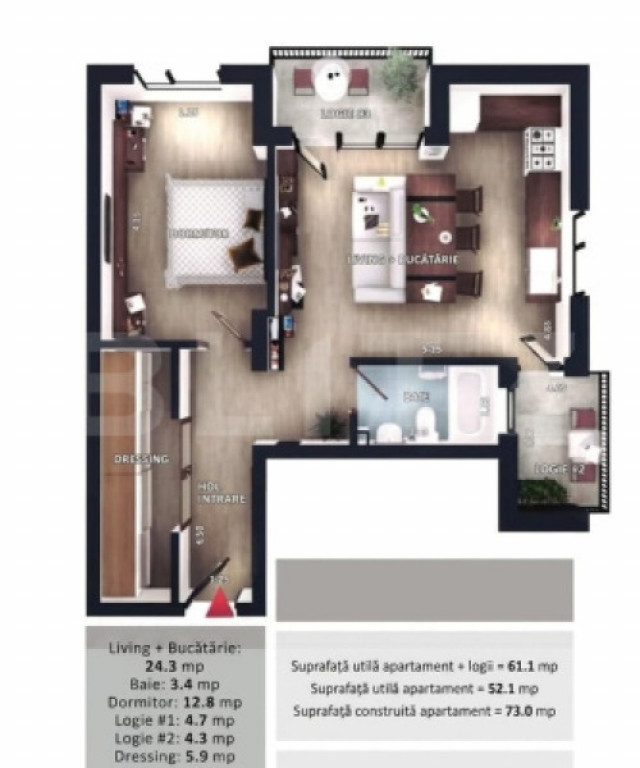 Apartament 2 camere, 2 balcoane, CF parcare subterana, boxa,
