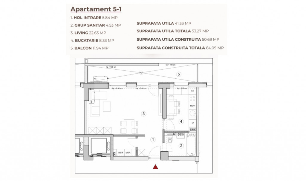 Studio 53.27 mp într-un ansamblu cu 0% Comision la Achiziț