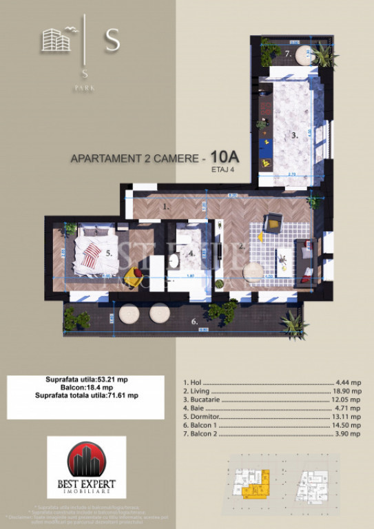 2 Camere Zona Linistita -acces rapid STB-5 Min