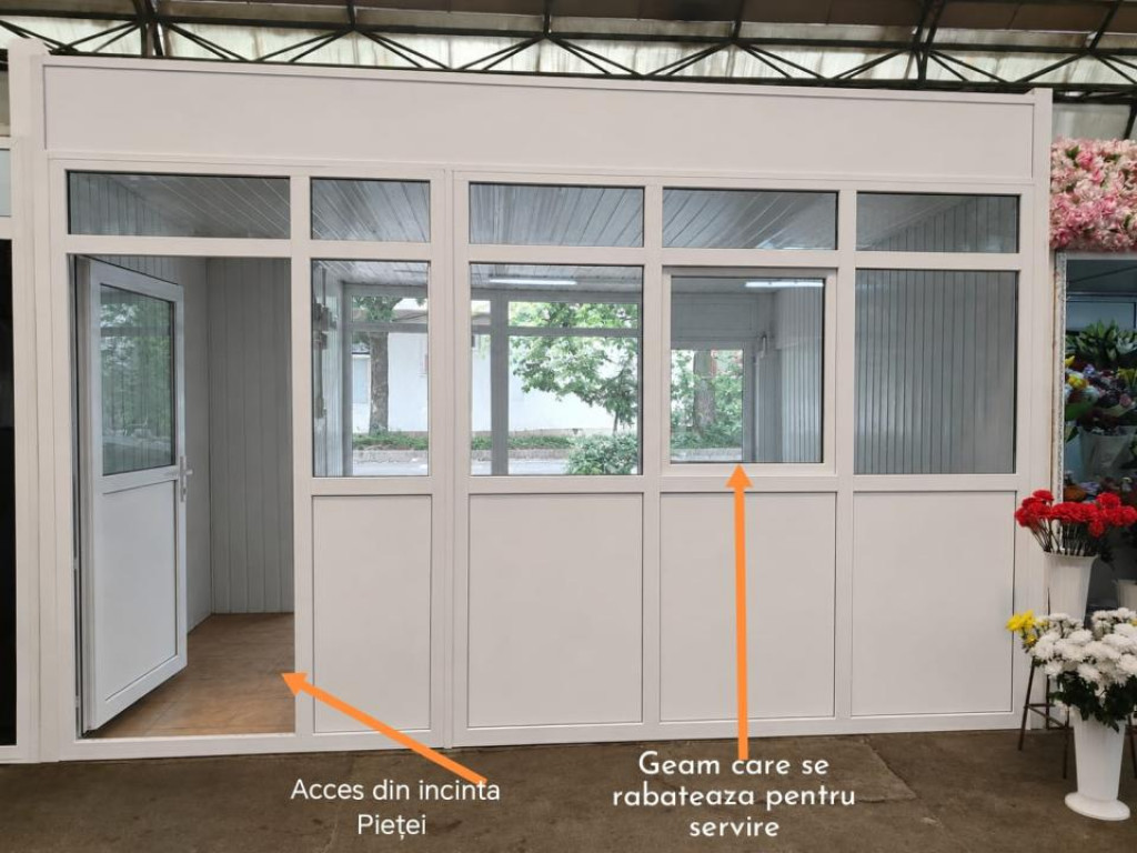Spatiu open space, stradal, cu geam de servire, dublu acces