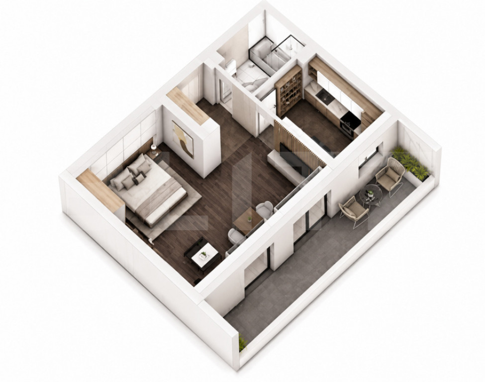 Studio, 57.38 mp, ansamblu cu 0% Comision la Achiziție, zon