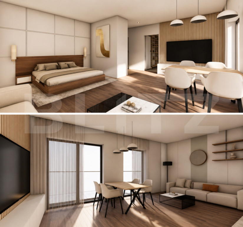 Studio, 56.72 mp, ansamblu cu 0% Comision la Achiziție, zon