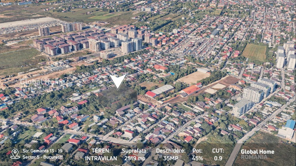 Teren 2519 MP - Deschidere 34 MP • Sector 5 - Salaj •