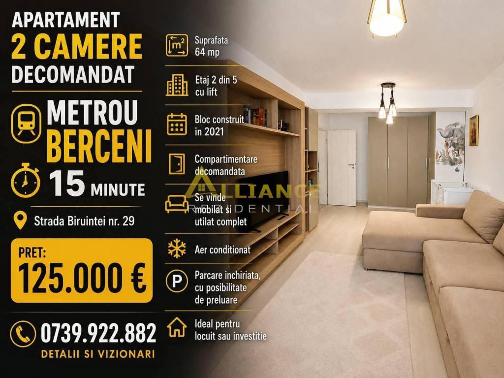Exclusivitate Apartament 2 Camere Mobilat si Utilat Metrou B
