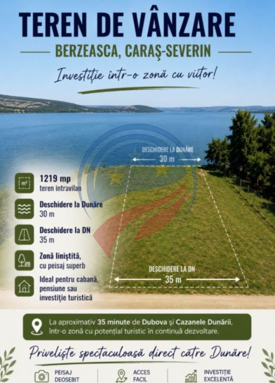 Teren Premium în Berzasca - Front la Dunăre + DN57 - De...