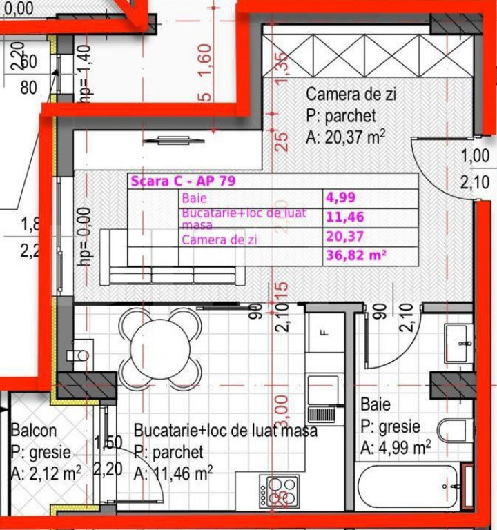 Studio semifinisat, 36.82 mp, zona Sopor