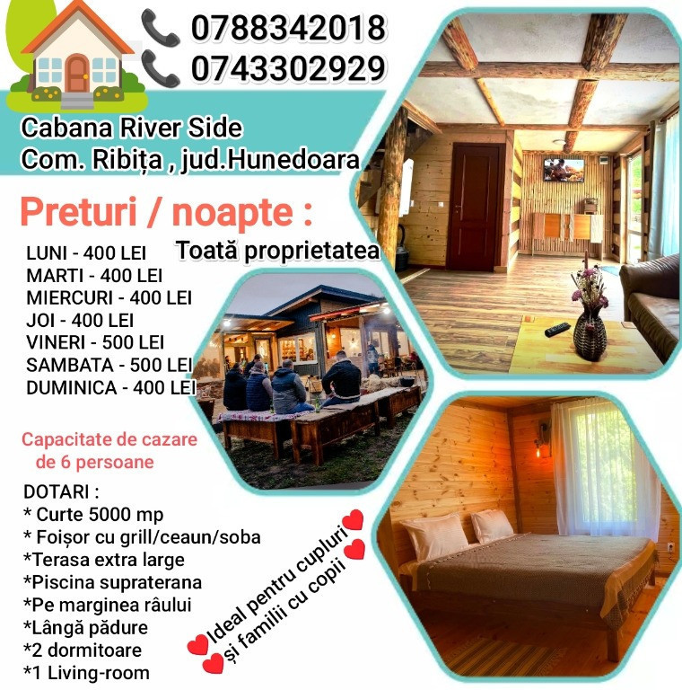 Cabana de închiriat 400 lei toată proprietatea