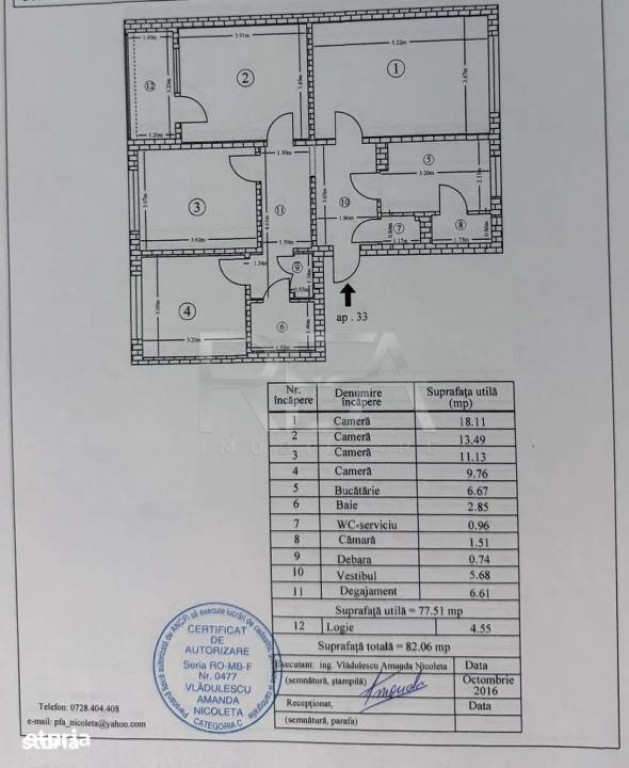 Apartament 3 camere Teius, Rahova etaj 1