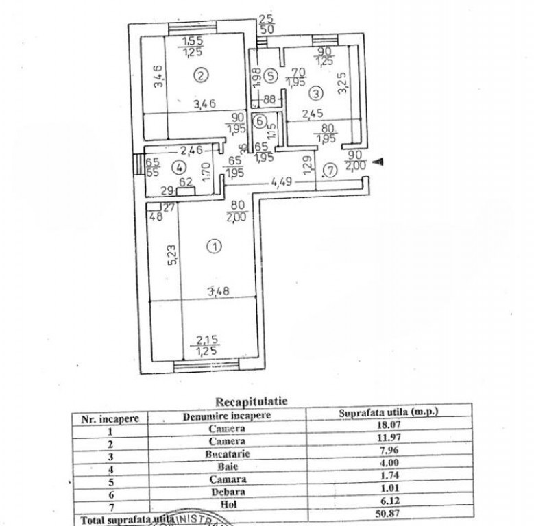 APARTAMENT DECOMANDAT, 2 CAMERE , 51 MP UTILI, PODU ILOAIEI