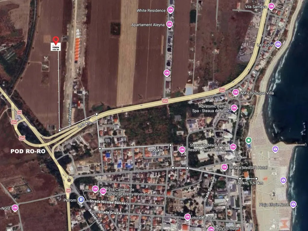 Teren intravilan 1000 mp – Eforie Nord – lângă Pod RORO