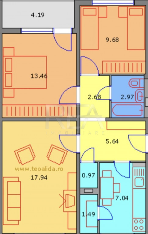 3 camere, 3/4, anvelopat, 66mp-Drumul Taberei