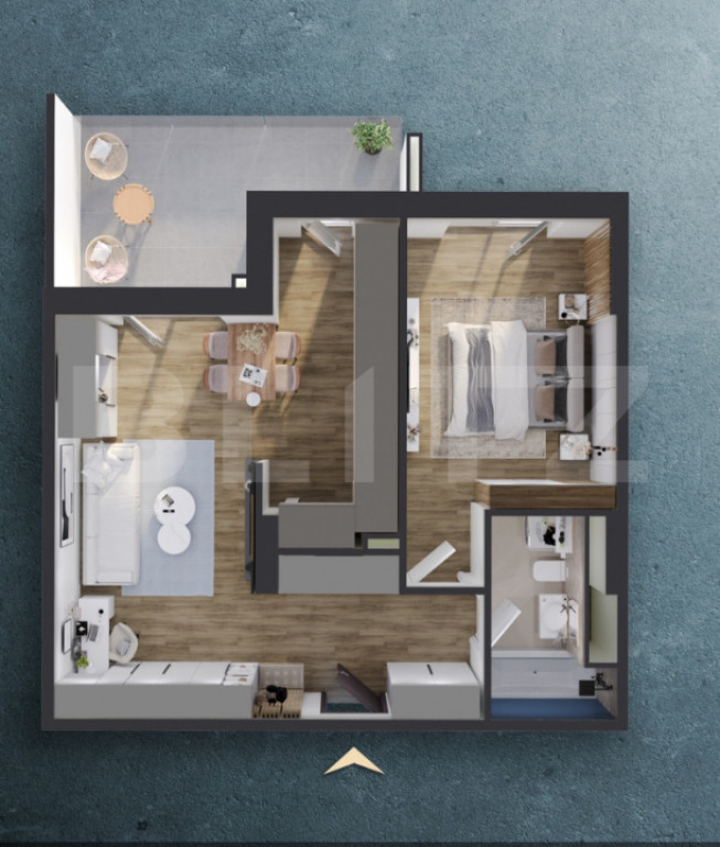 Apartament 2 camere, 59 mp, balcon 13 mp, proiect nou nZEB,