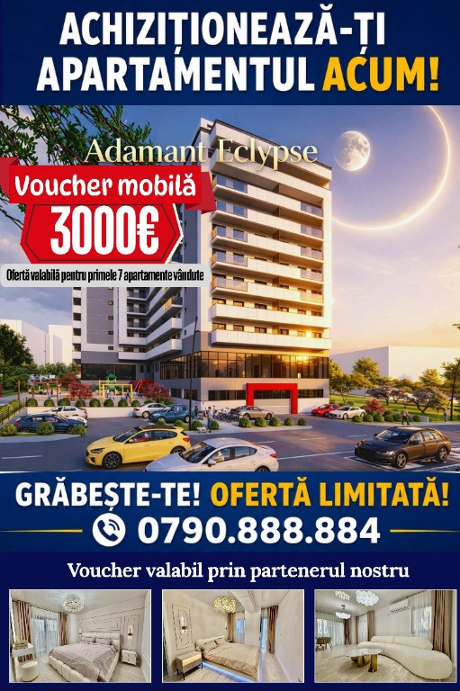 ADAMANT ECLYPSE | 2 camere 69.9mp ~ voucher 3000euro mobilă - CUG Iași