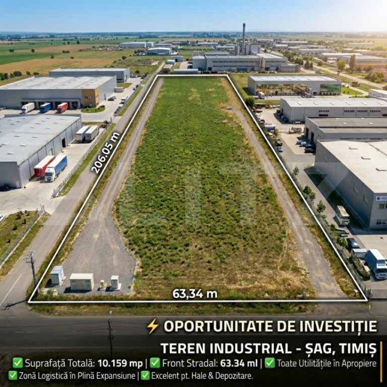 Teren intravilan, Zona Industriala, St = 10 159 mp, Sag
