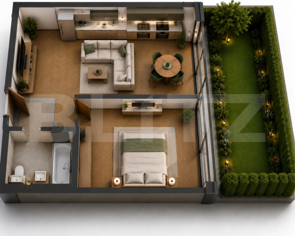Apartament 2 camere, 43mp, gradina, in Apahida