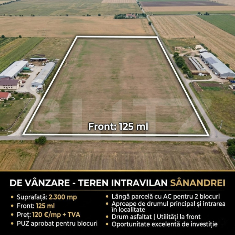 Teren cu PUZ de blocuri in Sanandrei, aproape de principala