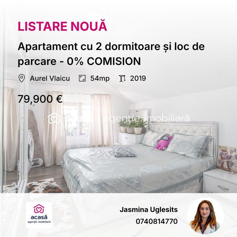 Apartament cu 2 dormitoare și loc de parcare - 0% COMISION