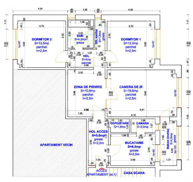 Apartament 4 camere, 90 mp, zona Take Ionescu